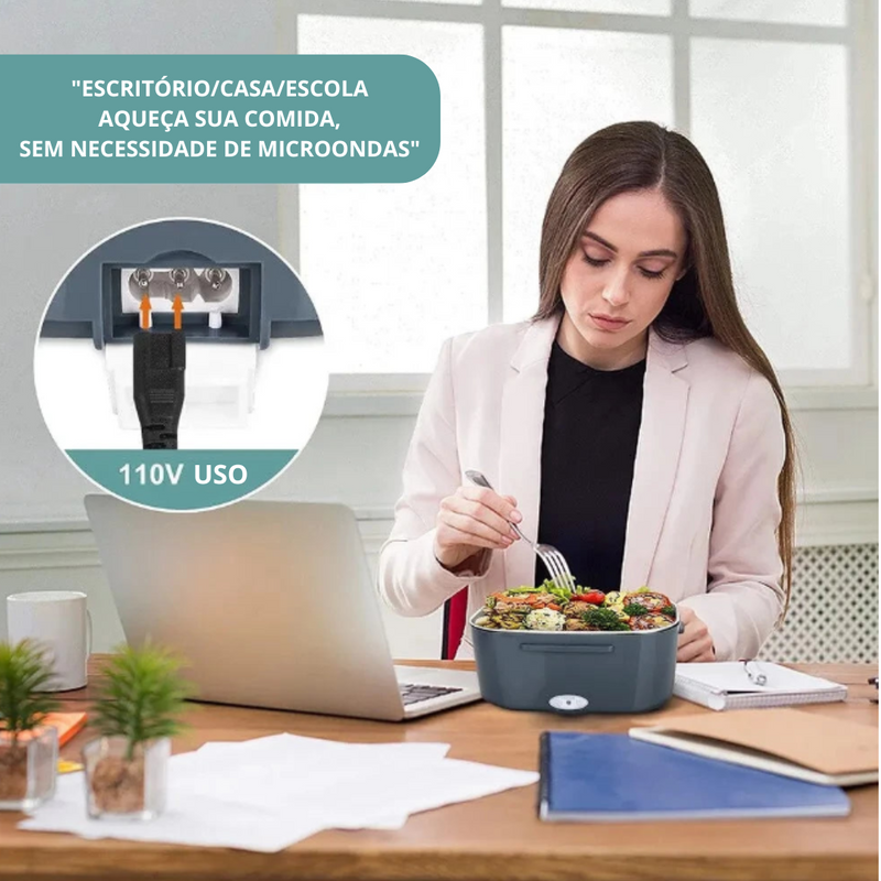 Marmita Elétrica Veicular Bivolt - Aquece em 30 Min | 110V/220V e 12V/24V | Prática e Portátil