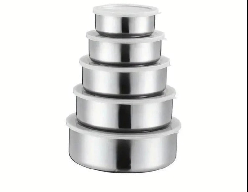 Jogo de Tigelas Inox com Tampa Hermética 5 Peças: Praticidade, Elegância e Conservação para Sua Cozinha!