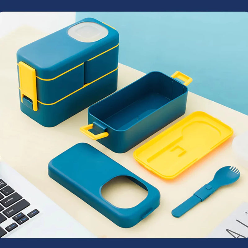 Marmita Lancheira Hermética, c/ Compartimento e Talher -LUWAVE