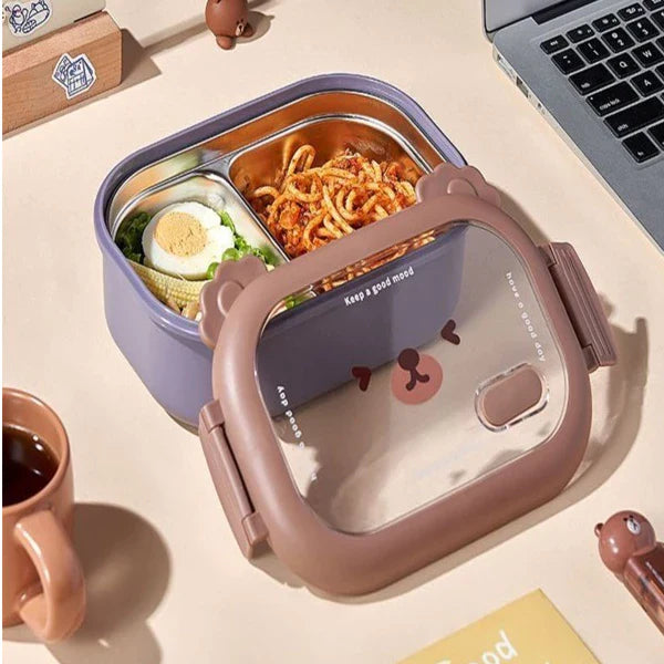 Bento Box Térmica Inox 950ml com Compartimentos: Vedação Total para Refeições Frescas no Trabalho, Escola e Piquenique!