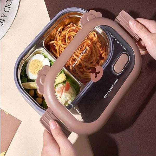 Bento Box Térmica Inox 950ml com Compartimentos: Vedação Total para Refeições Frescas no Trabalho, Escola e Piquenique!