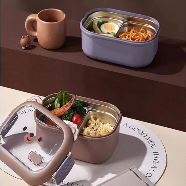 Bento Box Térmica Inox 950ml com Compartimentos: Vedação Total para Refeições Frescas no Trabalho, Escola e Piquenique!