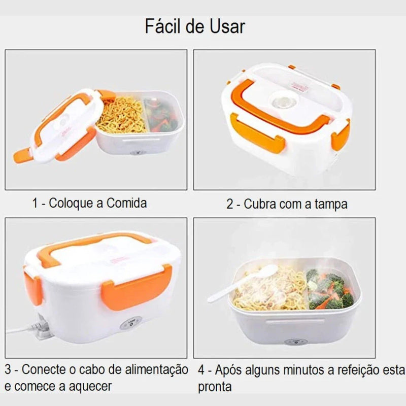 Marmita Elétrica Veicular Bivolt - Aquece em 30 Min | 110V/220V e 12V/24V | Prática e Portátil