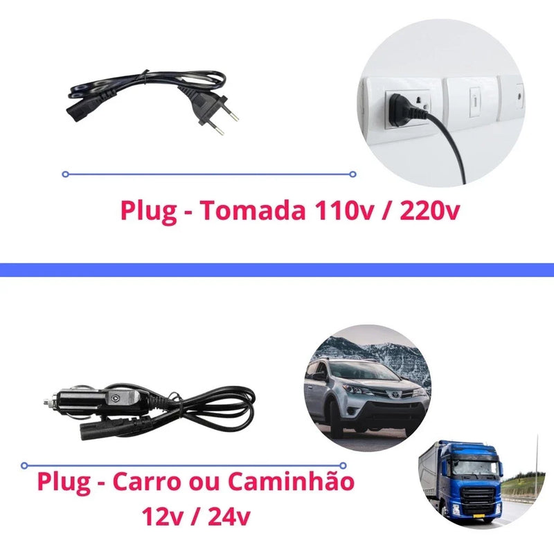 Marmita Elétrica Veicular Bivolt - Aquece em 30 Min | 110V/220V e 12V/24V | Prática e Portátil