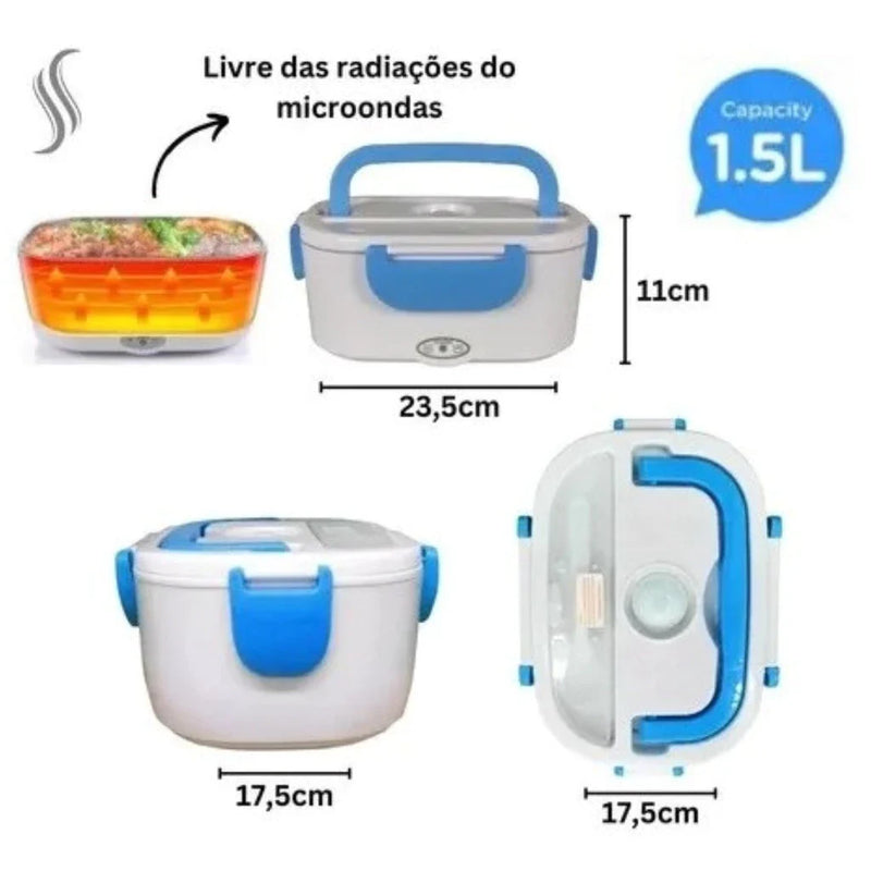 Marmita Elétrica Veicular Bivolt - Aquece em 30 Min | 110V/220V e 12V/24V | Prática e Portátil