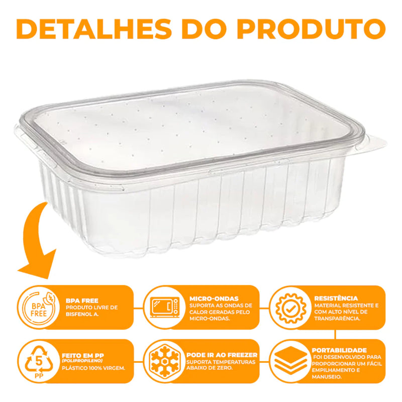 Kit 24 Unidades Pote Marmita Freezer Microondas Fitness Comida Congelada Marmitex