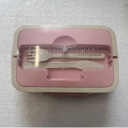 Marmita Lancheira Retangular para Micro ondas com Copo e Garfo e Colher