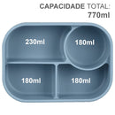 Marmita Silicone com divisória Para Microondas lancheira Lunch box C/ Tampa Livre de BPA 230°c -40°c