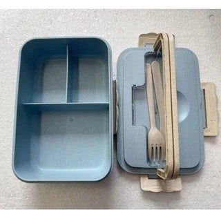 Marmita Lancheira Retangular para Micro ondas com Copo e Garfo e Colher