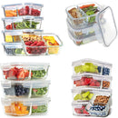 Pote Hermético de Vidro com Divisória Marmita 2 e 3 Divisórias Tampa com Trava Válvula 600 e 100ml