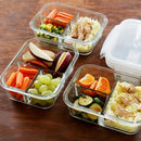 Pote Hermético de Vidro com Divisória Marmita 2 e 3 Divisórias Tampa com Trava Válvula 600 e 100ml