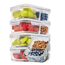 Pote Hermético de Vidro com Divisória Marmita 2 e 3 Divisórias Tampa com Trava Válvula 600 e 100ml