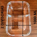 Pote Hermético de Vidro com Divisória Marmita 2 e 3 Divisórias Tampa com Trava Válvula 600 e 100ml