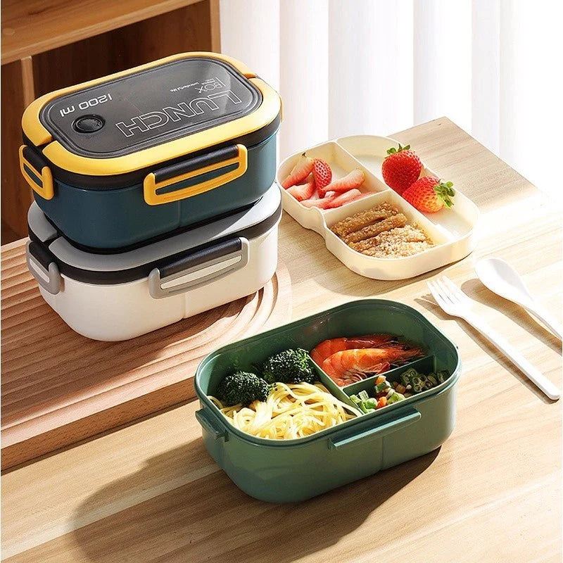 Pote de Marmita Box Food 2 Camadas 1200ml com Talheres