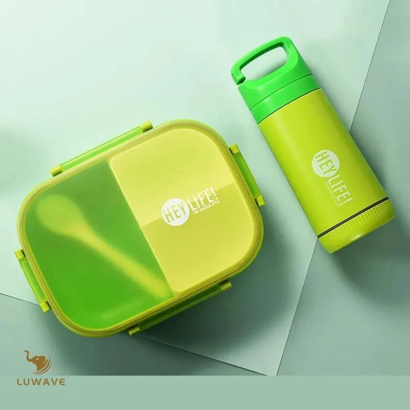 Kit Refeição Completo Luwave: Marmita Hermética + Garrafa 350ml + Talheres Reutilizáveis - Leve Sabor e Praticidade com Você!