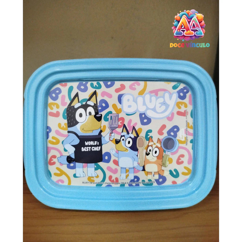 Marmita Bluey Lancheira Com Tampa Hermética e Porta Escova de Dentes