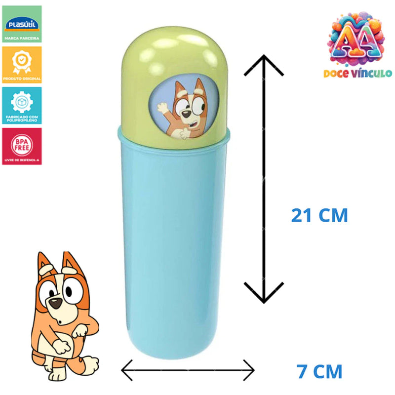 Marmita Bluey Lancheira Com Tampa Hermética e Porta Escova de Dentes