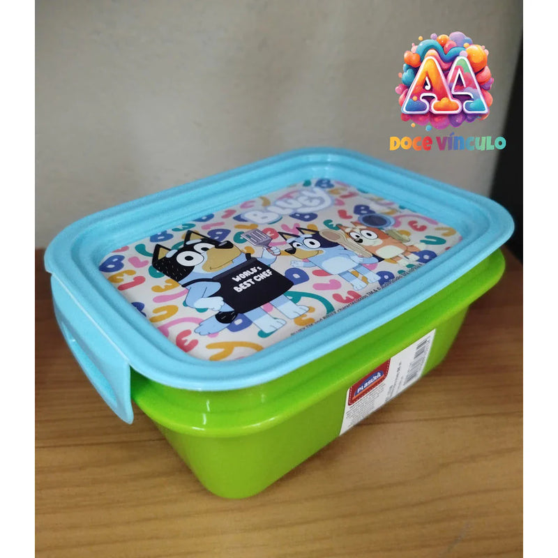 Marmita Bluey Lancheira Com Tampa Hermética e Porta Escova de Dentes