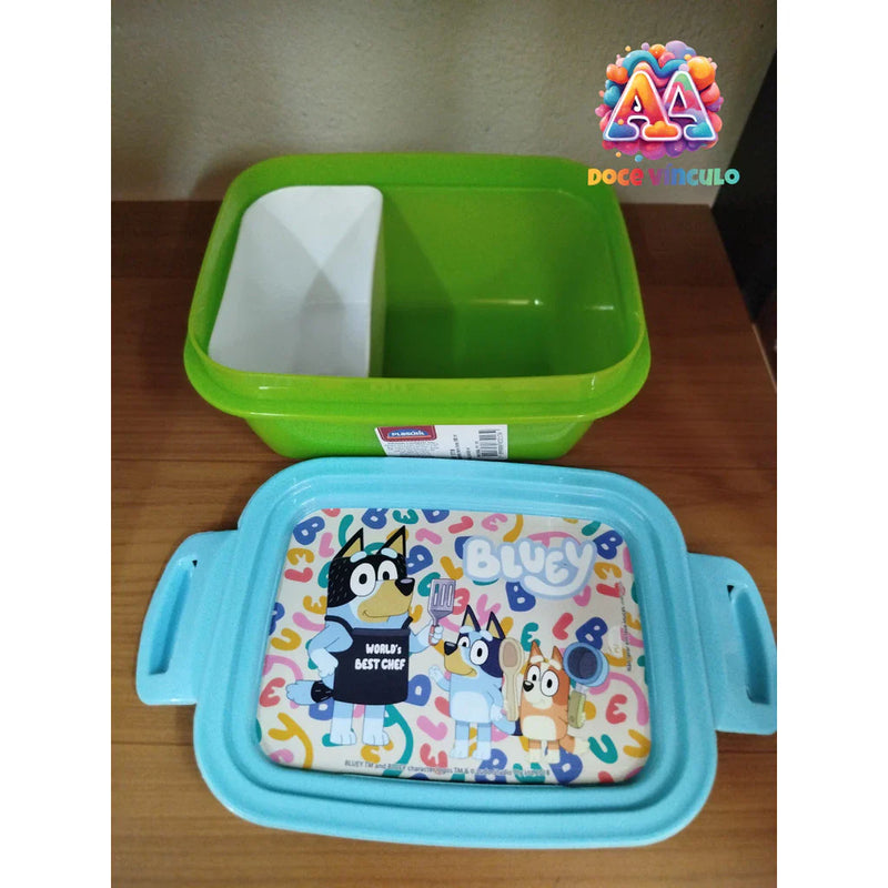 Marmita Bluey Lancheira Com Tampa Hermética e Porta Escova de Dentes