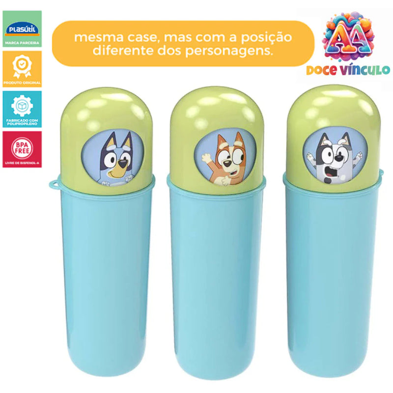 Marmita Bluey Lancheira Com Tampa Hermética e Porta Escova de Dentes