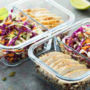 Kit 2 Potes de Vidro Herméticos Click Glass 640ml com Divisória: Marmita Segura para Forno, Micro-ondas e Airfryer!