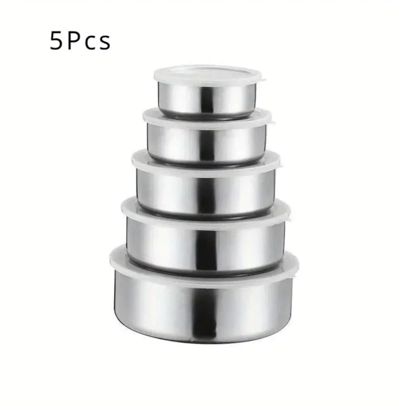 Jogo de Tigelas Inox com Tampa Hermética 5 Peças: Praticidade, Elegância e Conservação para Sua Cozinha!